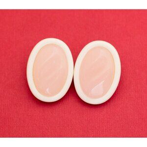 Vintage Oval Pastel Beige Stud Earrings By Avon F17